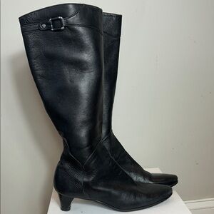 Cole Haan Black Leather Heeled Boots